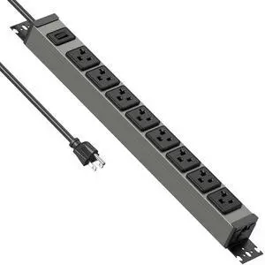 Heavy Duty Power Strip Wall Mount, 20 Amp Surge Protector 1200J Metal 8 Outlet Under Desk Mounted 20A, Garage Power Table Socket Industrial Outlets 6-20R T-Slot, 6FT 12AWG Extension Cord Heavy Duty Power Strip Wall Mount, 20 Amp Surge Protector 1200J Metal 8 Outlet Under Desk Mounted 20A, Garage Power Table Socket Industrial Outlets 6-20R T-Slot, 6FT 12AWG Extension Cord