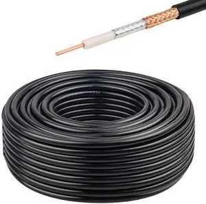 RG8X Coaxial Cable 100FT 50 Ohm - Solid Copper Core, PVC Jacket, Low Loss, Ideal for Antenna, CB Radio, and Ham Radio Applications RG8X Coaxial Cable 100FT 50 Ohm - Solid Copper Core, PVC Jacket, Low Loss, Ideal for Antenna, CB Radio, and Ham Radio Applications