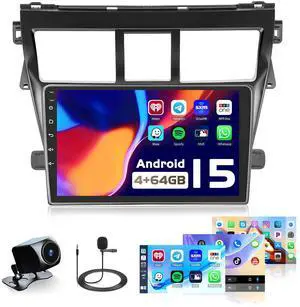 4+64G 9 inch Car Radio for Toyota Yaris Vios 2007-2013 Car Stereo | 1280*720 Touch Screen for Yaris with Wireless Carplay, DSP, FM/RDS, 32EQ, Bluetooth5.0, GPS, 5GHz WiFi, Backup Camera 4+64G 9 inch Car Radio for Toyota Yaris Vios 2007-2013 Car Stereo | 1280*720 Touch Screen for Yaris with Wireless Carplay, DSP, FM/RDS, 32EQ, Bluetooth5.0, GPS, 5GHz WiFi, Backup Camera