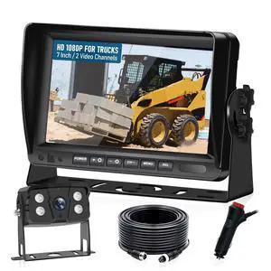 RV Backup Camera System, AHD 1080P 7'' Monitor | Wired Rear View Camera, IR Night Vision, IP69 Waterproof, Two-Split Screen Design, For Tractor Truck RV Bus Skid Steer N71 RV Backup Camera System, AHD 1080P 7'' Monitor | Wired Rear View Camera, IR Night Vision, IP69 Waterproof, Two-Split Screen Design, For Tractor Truck RV Bus Skid Steer N71