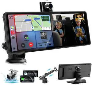 10.26" Wireless CarPlay Screen for Car with 180° Rotatable 4K Dash Cam & 1080P Backup Camera,Touchscreen Car Stereo with CarPlay & Android Auto, Mirror Link/Music Play/GPS Navigation 10.26" Wireless CarPlay Screen for Car with 180° Rotatable 4K Dash Cam & 1080P Backup Camera,Touchscreen Car Stereo with CarPlay & Android Auto, Mirror Link/Music Play/GPS Navigation