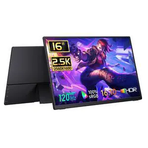 Portable Monitor Gaming 2.5K 120Hz, 16" 2560x1600 QHD 16:10 400 Nits HDR FreeSync Portable Monitor w/Speaker Sleeve Case, External Screen for PC Laptop Game Console Portable Monitor Gaming 2.5K 120Hz, 16" 2560x1600 QHD 16:10 400 Nits HDR FreeSync Portable Monitor w/Speaker Sleeve Case, External Screen for PC Laptop Game Console