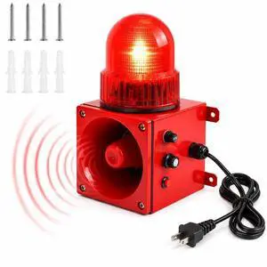 Industrial Siren Alarm with Strobe Light 120dB Adjustable Volume | 110VTone Button 3 Alarm Sounds,IP55 Waterproof,Plug and Play,High Bright LED Beads,Wall Mount,for Factory,Office,Outdoor Use Industrial Siren Alarm with Strobe Light 120dB Adjustable Volume | 110VTone Button 3 Alarm Sounds,IP55 Waterproof,Plug and Play,High Bright LED Beads,Wall Mount,for Factory,Office,Outdoor Use
