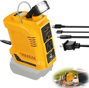 180W Portable Power Inverter Compatible with DeWalt 20V Battery, AC Input Dual Charging, 360° LED Light, Battery Gauge, USB-C PD/USB QC 3.0/DC Port/AC Outlet, for Camping, Emergency Use (Tool Only) 180W Portable Power Inverter Compatible with DeWalt 20V Battery, AC Input Dual Charging, 360° LED Light, Battery Gauge, USB-C PD/USB QC 3.0/DC Port/AC Outlet, for Camping, Emergency Use (Tool Only)