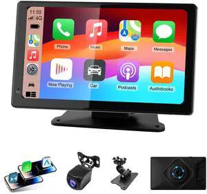 7" Portable Wireless CarPlay & Android Auto Screen for Car, HD Touchscreen, Backup Camera, Bluetooth 5.0, FM Transmitter, Plug and Play, Voice Control, Fit All Vehicles 7" Portable Wireless CarPlay & Android Auto Screen for Car, HD Touchscreen, Backup Camera, Bluetooth 5.0, FM Transmitter, Plug and Play, Voice Control, Fit All Vehicles