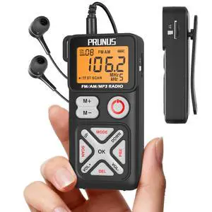 J-988 Pocket AM FM Radio Portable Personal Mini Radio with Earphone | with Digital Tuning LCD Display and Back Clip, Rechargeable Pocket Radio SD Card Player for Walking, Jogging J-988 Pocket AM FM Radio Portable Personal Mini Radio with Earphone | with Digital Tuning LCD Display and Back Clip, Rechargeable Pocket Radio SD Card Player for Walking, Jogging