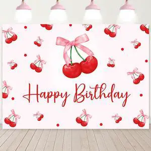 Cherry Birthday Backdrop, Pink Coquette Bow Birthday Banner Sweet Red Cherry with Bow Party Decorations Girls Sweet Cherries Bday Party Supplies Background Photo Booth Props 6x4ft Cherry Birthday Backdrop, Pink Coquette Bow Birthday Banner Sweet Red Cherry with Bow Party Decorations Girls Sweet Cherries Bday Party Supplies Background Photo Booth Props 6x4ft