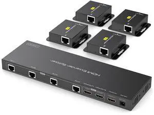 HDMI Extender Splitter 1x4 HDMI Over Ethernet Splitter 1080P Up to 165ft with EDID, POC, 2 HDMI Loop Out Black HDMI Extender Splitter 1x4 HDMI Over Ethernet Splitter 1080P Up to 165ft with EDID, POC, 2 HDMI Loop Out Black