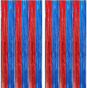 4 Pack Red and Blue Foil Fringe Curtains Backdrops 3.3x6.6 ft | Photo Booth Prop Tinsel Streamer Birthday Graduation Bachelorette Bridal Wedding Baby Shower Party Decoration Supplies 4 Pack Red and Blue Foil Fringe Curtains Backdrops 3.3x6.6 ft | Photo Booth Prop Tinsel Streamer Birthday Graduation Bachelorette Bridal Wedding Baby Shower Party Decoration Supplies