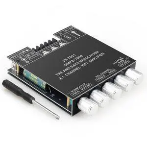 ZK-TB21 50WX2+100W Power Amplifier Board, TPA3116D2 Chip with Bluetooth and AUX Inputs, 2.1 Channel Audio Power Amplifier ZK-TB21 50WX2+100W Power Amplifier Board, TPA3116D2 Chip with Bluetooth and AUX Inputs, 2.1 Channel Audio Power Amplifier
