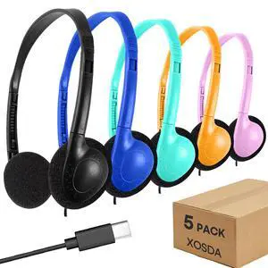 Type C Kids Headphones Bulk 5 Pack for Classroom School Students, USB C Wired Headphones Class Set for Boys Girls Adults Tablet Smartphones(5 Mixed) Type C Kids Headphones Bulk 5 Pack for Classroom School Students, USB C Wired Headphones Class Set for Boys Girls Adults Tablet Smartphones(5 Mixed)