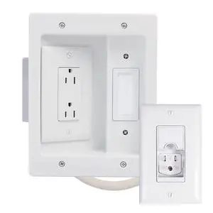 Legrand InWall Power & Cable Management Kit 12' Long Range Recessed TV Power Bridge and Cable Organizer Box for Wall Mounted TVs - White - HT22U2WHR12 Legrand InWall Power & Cable Management Kit 12' Long Range Recessed TV Power Bridge and Cable Organizer Box for Wall Mounted TVs - White - HT22U2WHR12