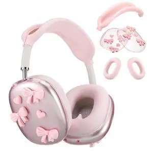 Pink Bow Silicone Case Cover Compatible with Airpods Max Headphones Cute Bow Clear Heart Compatible with Air Pod Max (USB-C)(2024/2020) Pink Coquettish Ear Pad Protector for Women Pink Bow Silicone Case Cover Compatible with Airpods Max Headphones Cute Bow Clear Heart Compatible with Air Pod Max (USB-C)(2024/2020) Pink Coquettish Ear Pad Protector for Women