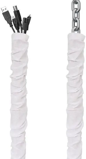White Fabric Cord Cover, 2 Pcs 6 Feet Chain Cable Sleeve, Chandelier Lighting Wire Cord Cover for Lamps Light Fixtures Lighting Wires Cable Management, Pleat Effect White Fabric Cord Cover, 2 Pcs 6 Feet Chain Cable Sleeve, Chandelier Lighting Wire Cord Cover for Lamps Light Fixtures Lighting Wires Cable Management, Pleat Effect