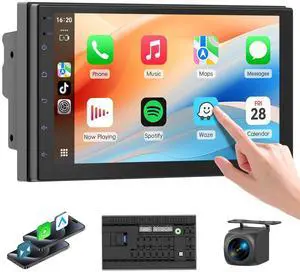 7 Double Din Car Stereo, Touch Car Radio with Wireless Apple Carplay & Android Auto, Mirror Link, Bluetooth, SWC, Subwoofer Output, 5.1 CHN, Backup Camera, FM/AM Radio 7 Double Din Car Stereo, Touch Car Radio with Wireless Apple Carplay & Android Auto, Mirror Link, Bluetooth, SWC, Subwoofer Output, 5.1 CHN, Backup Camera, FM/AM Radio