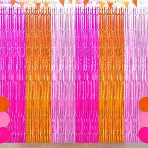 Pink Orange Party Decorations Foil Fringe Backdrop Curtain, 3 Pack | Rose Red Orange Pink Thanksgiving Tinsel Streamer, Fall Autumn Bachelorette Party Decorations Pink Orange Party Decorations Foil Fringe Backdrop Curtain, 3 Pack | Rose Red Orange Pink Thanksgiving Tinsel Streamer, Fall Autumn Bachelorette Party Decorations