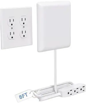 Outlet & Plug Concealer for Wall Outlet with Cord Concealer Kit, 8-Foot Flat Extension Cord with Multi Outlets Power Strip, Ideal for Home Offices Outlet & Plug Concealer for Wall Outlet with Cord Concealer Kit, 8-Foot Flat Extension Cord with Multi Outlets Power Strip, Ideal for Home Offices