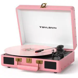 Vinyl Record Player Bluetooth, 3-Speed Turntable Vinyl Player, Portable Suitcase Record Players with USB/TF Recording & Playback, Built-in Speakers, Belt Drive, AUX/RCA/Headphone Jack, Pink Vinyl Record Player Bluetooth, 3-Speed Turntable Vinyl Player, Portable Suitcase Record Players with USB/TF Recording & Playback, Built-in Speakers, Belt Drive, AUX/RCA/Headphone Jack, Pink