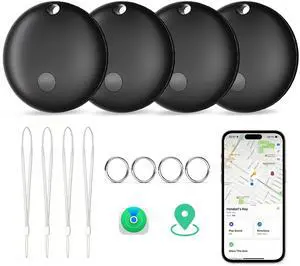 Tracker Tags for Apple Find My (iOS Only) - Black, 4 Pack | Item Finder Tracking Device Locator Smart Tag for Luggage, Keys, Wallet, Bike, Bags Tracker Tags for Apple Find My (iOS Only) - Black, 4 Pack | Item Finder Tracking Device Locator Smart Tag for Luggage, Keys, Wallet, Bike, Bags
