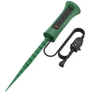 GFCI Outdoor Power Strip Weatherproof with Stake, Waterproof Extension Cord with Multiple Outlets, Christmas Exterior Garden Decor, Yard, Camping, 4 Plugs, Surge Protector 6FT, Green GFCI Outdoor Power Strip Weatherproof with Stake, Waterproof Extension Cord with Multiple Outlets, Christmas Exterior Garden Decor, Yard, Camping, 4 Plugs, Surge Protector 6FT, Green