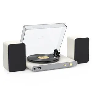 Vinyl Record Player with 40W Bookshelf Speakers and Dual Bluetooth,Hi-fi System Turntable with USB Record,Built-in Phono Preamp, Counterweight, Pitch and AT-3600L,PU Leather White Vinyl Record Player with 40W Bookshelf Speakers and Dual Bluetooth,Hi-fi System Turntable with USB Record,Built-in Phono Preamp, Counterweight, Pitch and AT-3600L,PU Leather White