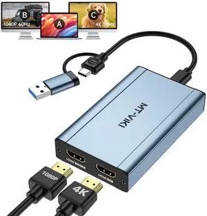 HDMI Splitter Extended Display for Dual Monitors/Multi-Monitor, 4K@30Hz & 1080P@60Hz, USB 3.0 & USB C Adapter to HDMI for Windows & Mac, Required Driver Installation HDMI Splitter Extended Display for Dual Monitors/Multi-Monitor, 4K@30Hz & 1080P@60Hz, USB 3.0 & USB C Adapter to HDMI for Windows & Mac, Required Driver Installation
