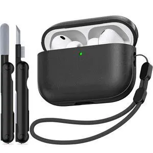 for AirPods Pro 3 Case, Leather-Like Texture Hard Shell | Drop Protective for Airpods Pro 3rd Generation 2025 Case with Lanyard & Cleaner Kit, Scratch-resistant, Black for AirPods Pro 3 Case, Leather-Like Texture Hard Shell | Drop Protective for Airpods Pro 3rd Generation 2025 Case with Lanyard & Cleaner Kit, Scratch-resistant, Black
