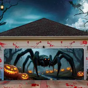 7 x 16 ft Halloween Garage Door Decorations Banner Giant Spider Halloween Garage Door Backdrop Cover Spider Pumpkin Horror Backdrop Decoration for Party Background Supplies 7 x 16 ft Halloween Garage Door Decorations Banner Giant Spider Halloween Garage Door Backdrop Cover Spider Pumpkin Horror Backdrop Decoration for Party Background Supplies