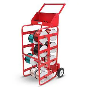 Electrical Wire Spool Rack - 11 Axle Portable Bulk Cable Reel - 150lb Capacity Wire Caddy Dolly Cart with Storage Tray Electrical Wire Spool Rack - 11 Axle Portable Bulk Cable Reel - 150lb Capacity Wire Caddy Dolly Cart with Storage Tray
