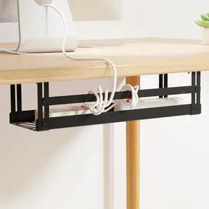 Under Desk Cable Management Tray, 17 in Metal Cable Tray Basket | For Wire Management, Power Strip Holder, Cord Organizer, Wire Tamer for Home/Office Desk Cable Hider Black Under Desk Cable Management Tray, 17 in Metal Cable Tray Basket | For Wire Management, Power Strip Holder, Cord Organizer, Wire Tamer for Home/Office Desk Cable Hider Black
