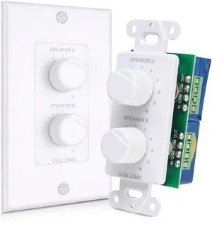 In Wall Speaker Volume Control - Home Audio Smart 2-Channel A/B Dual Channel Speakers Controller Selector Pod Box - Rotary Knob Fader Control Up to (2) Pair of Indoor or Outdoor Speakers - PVCD15 In Wall Speaker Volume Control - Home Audio Smart 2-Channel A/B Dual Channel Speakers Controller Selector Pod Box - Rotary Knob Fader Control Up to (2) Pair of Indoor or Outdoor Speakers - PVCD15