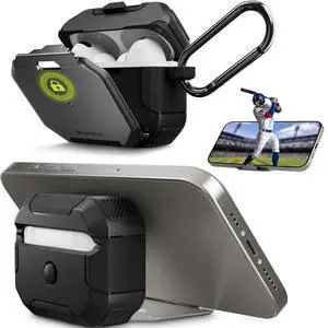 Defender for AirPods Pro 2 Case with Lock, Military-Grade Hard Shell, Built-in Stand, Shockproof Drop Protection, Carabiner for AirPods Pro 2nd/1st Gen (Space Gray) Defender for AirPods Pro 2 Case with Lock, Military-Grade Hard Shell, Built-in Stand, Shockproof Drop Protection, Carabiner for AirPods Pro 2nd/1st Gen (Space Gray)