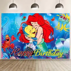 Wall Decor Backdrop for Mermaid Birthday Decorations, Mermaid Themed Banner for Birthday Party Supplies (5x3ft) Wall Decor Backdrop for Mermaid Birthday Decorations, Mermaid Themed Banner for Birthday Party Supplies (5x3ft)