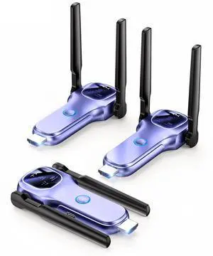 Wireless HDMI Transmitter and Receiver 1TX+2RX, 5G+2.4G up to 656FT/200M,4k Decode, Plug & Play Portable Wireless Display Adapter Extender Kit for PC/Projector/TV Box Ideal for Meeting/Sports Events Wireless HDMI Transmitter and Receiver 1TX+2RX, 5G+2.4G up to 656FT/200M,4k Decode, Plug & Play Portable Wireless Display Adapter Extender Kit for PC/Projector/TV Box Ideal for Meeting/Sports Events
