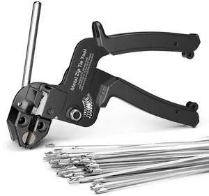 Metal Zip Tie Tool with 100 Pcs 11.8 Inch Stainless Steel Zip Ties | Heavy Duty Cable Tie Gun, Cutter and Tighter, for Chain Link Fence, Chicken Coop, Exhaust Pipesr, Black Metal Zip Tie Tool with 100 Pcs 11.8 Inch Stainless Steel Zip Ties | Heavy Duty Cable Tie Gun, Cutter and Tighter, for Chain Link Fence, Chicken Coop, Exhaust Pipesr, Black
