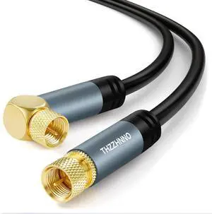 15FT Coaxial Cable, F-Type Connector, 90 Degree Angled to Straight Male, Compatible with TV, Radio, DVB-T2/C/S, Cable Modem, Satellite Receivers 15FT Coaxial Cable, F-Type Connector, 90 Degree Angled to Straight Male, Compatible with TV, Radio, DVB-T2/C/S, Cable Modem, Satellite Receivers