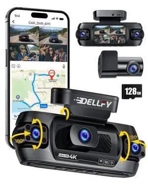 360° Dash Cam 4 Channel, 4K Front Rear and Inside Dash Camera | 5G Hz WiFi, GPS, 128GB SD Card Included, APP Control, 24/7 Parking Mode, 8 IR Night Vision Lights, G-Sensor 360° Dash Cam 4 Channel, 4K Front Rear and Inside Dash Camera | 5G Hz WiFi, GPS, 128GB SD Card Included, APP Control, 24/7 Parking Mode, 8 IR Night Vision Lights, G-Sensor