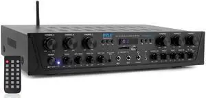 Wireless Home Audio Amplifier System - Bluetooth Compatible 6 Channel Stereo Receiver, 600W Max Power, Simple Karaoke with Dual Mic Inputs with Tone Control, PA with Talk Over - PTA66BT.6 Wireless Home Audio Amplifier System - Bluetooth Compatible 6 Channel Stereo Receiver, 600W Max Power, Simple Karaoke with Dual Mic Inputs with Tone Control, PA with Talk Over - PTA66BT.6