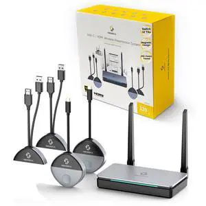 Wireless HDMI Transmitter and Receiver, USB-C & HDMI Adapter, 1080P@60Hz | 328 ft Range, 2.4G/5G, Plug and Play, Up to 32 Transmitters, Audio & Video Streaming from Laptop, Phone to Monitor, Projector Wireless HDMI Transmitter and Receiver, USB-C & HDMI Adapter, 1080P@60Hz | 328 ft Range, 2.4G/5G, Plug and Play, Up to 32 Transmitters, Audio & Video Streaming from Laptop, Phone to Monitor, Projector