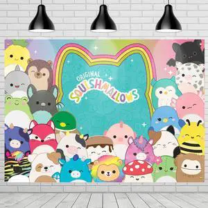 Officially Licensed Squishmallows Party Supplies - 4.3ft Tall x 6ft Wide Backdrop - Squishmallows Birthday Decorations - Silky Fabric Birthday Banner Backdrop Officially Licensed Squishmallows Party Supplies - 4.3ft Tall x 6ft Wide Backdrop - Squishmallows Birthday Decorations - Silky Fabric Birthday Banner Backdrop