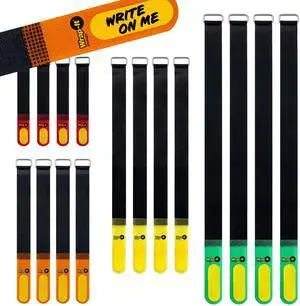 Hook and Loop Cinch-Straps (Assorted 16 Pack) | Write on Label for Easy Cord Identification and Cable Management, Reusable Multi-Purpose Securing Cinch Straps Hook and Loop Cinch-Straps (Assorted 16 Pack) | Write on Label for Easy Cord Identification and Cable Management, Reusable Multi-Purpose Securing Cinch Straps