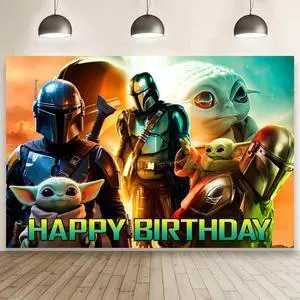Wall Decor Backdrop for Mandalorian Themed Birthday Decorations Kids Birthday Party Supplies (5x3ft) Wall Decor Backdrop for Mandalorian Themed Birthday Decorations Kids Birthday Party Supplies (5x3ft)