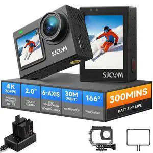 SJ6 Ultra Essential Combo, 4K Action Camera, 20MP Dual Screen Vlog Camera with SteadyMotion 2.0 & 45° Horizon Correction, 166° FOV, Voice Control, 5G WiFi, 98FT Underwater Waterproof Camera SJ6 Ultra Essential Combo, 4K Action Camera, 20MP Dual Screen Vlog Camera with SteadyMotion 2.0 & 45° Horizon Correction, 166° FOV, Voice Control, 5G WiFi, 98FT Underwater Waterproof Camera