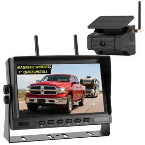 Magnetic Solar Wireless Backup Camera for Trailer: No Wiring Quick Install 7" HD 2-Split Monitor Rechargeable Battery IP68 Rearview Camera System for RV Truck Camper Horse Trailer Camera Magnetic Solar Wireless Backup Camera for Trailer: No Wiring Quick Install 7" HD 2-Split Monitor Rechargeable Battery IP68 Rearview Camera System for RV Truck Camper Horse Trailer Camera