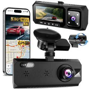 4K 3 Channel Dash Cam Front and Rear - Dash Camera for Cars - 5.8GHz WiFi GPS dashcam with IR Night Vision, 2.5K+1080P*2 Triple Car Camera 3.16" IPS, 32GB Card, G-Sensor, 24H Parking Mode 4K 3 Channel Dash Cam Front and Rear - Dash Camera for Cars - 5.8GHz WiFi GPS dashcam with IR Night Vision, 2.5K+1080P*2 Triple Car Camera 3.16" IPS, 32GB Card, G-Sensor, 24H Parking Mode