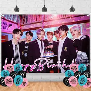 E-NHYPEN Birthday Photography Backdrop 5x3ft Photo Background Stray Kids Happy Birthday Ballons for Kpop Merch Party Supplies Decorations E-NHYPEN Birthday Photography Backdrop 5x3ft Photo Background Stray Kids Happy Birthday Ballons for Kpop Merch Party Supplies Decorations