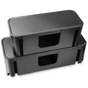 Cord Organizer Box, Cable Hider for Power Strips, Surge Protector, Extension Cord and Wire Management, Cable Management Box (2PCS/Large and Medium Size/Black) Cord Organizer Box, Cable Hider for Power Strips, Surge Protector, Extension Cord and Wire Management, Cable Management Box (2PCS/Large and Medium Size/Black)