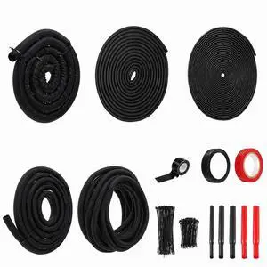 Split Wire Loom Kit, Wiring Harness Protection with Heat Shrink Tubing | Master Wire Loom Kit with Split Loom, Heat Shrink Tubing & Braided Sleeves, No-Chew Cord Protection for Car, Truck & RV Split Wire Loom Kit, Wiring Harness Protection with Heat Shrink Tubing | Master Wire Loom Kit with Split Loom, Heat Shrink Tubing & Braided Sleeves, No-Chew Cord Protection for Car, Truck & RV