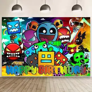 Cartoon Geometry Aesthetic Dash Polyester Backdrop for Birthday Party Decorations, Happy Birthday Banner Background for Dragon Birthday Party Supplies (5x3ft) Cartoon Geometry Aesthetic Dash Polyester Backdrop for Birthday Party Decorations, Happy Birthday Banner Background for Dragon Birthday Party Supplies (5x3ft)