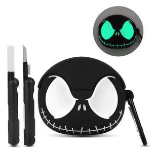 for AirPods Pro Case/Pro 2nd Generation Case Cover with Cleaner kit, Black | Soft Silicone, Eyes Glowing in the Dark, 3D Funny Skull Cute Case for AirPod Pro/Pro 2 Case for Women Men for AirPods Pro Case/Pro 2nd Generation Case Cover with Cleaner kit, Black | Soft Silicone, Eyes Glowing in the Dark, 3D Funny Skull Cute Case for AirPod Pro/Pro 2 Case for Women Men